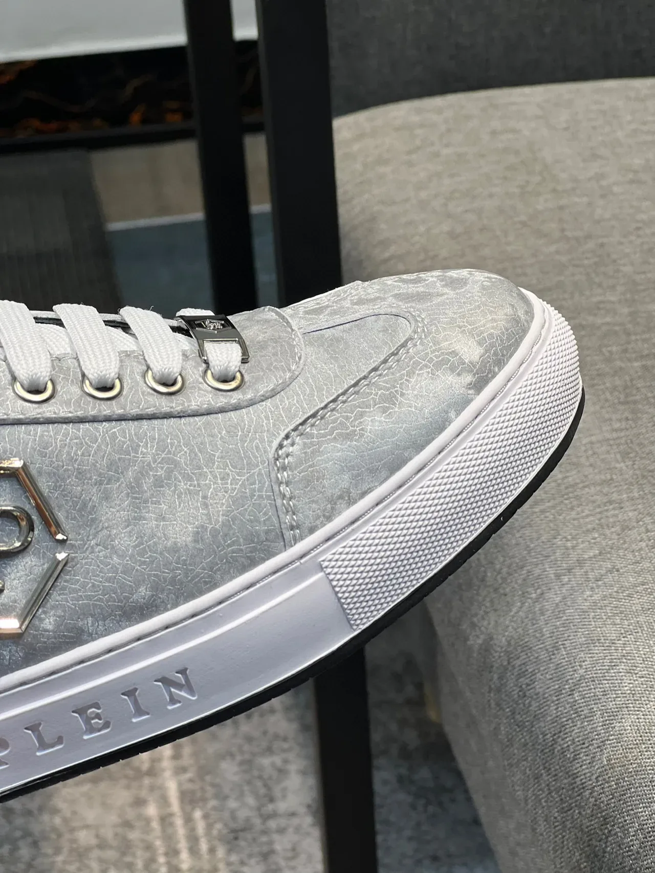 Philipp Plein Metallic Silver Low-Top Lifestyle Sneakers 2