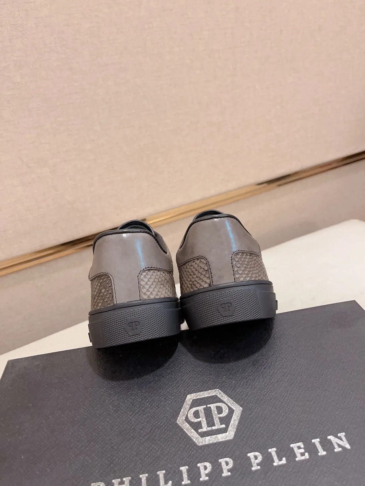 Philipp Plein Piana Loro جلد الثعبان رمادي وأسود أحذية رياضية أسلوب حياة 8