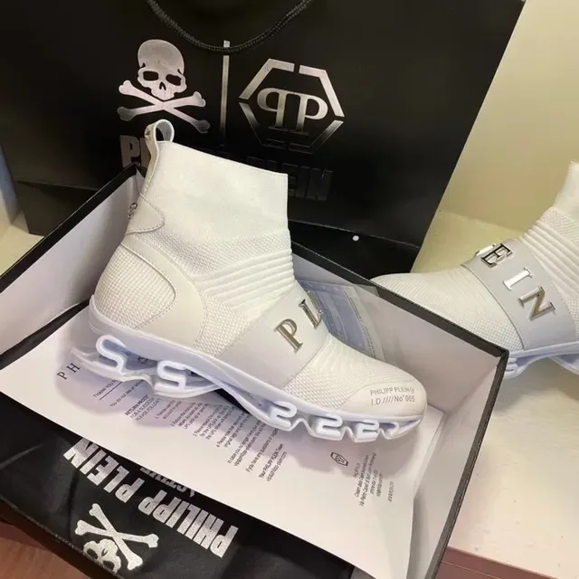 Philipp Plein PL Series Chaussures Lifestyle à Chaussette à Enfiler Blances Hautes 7