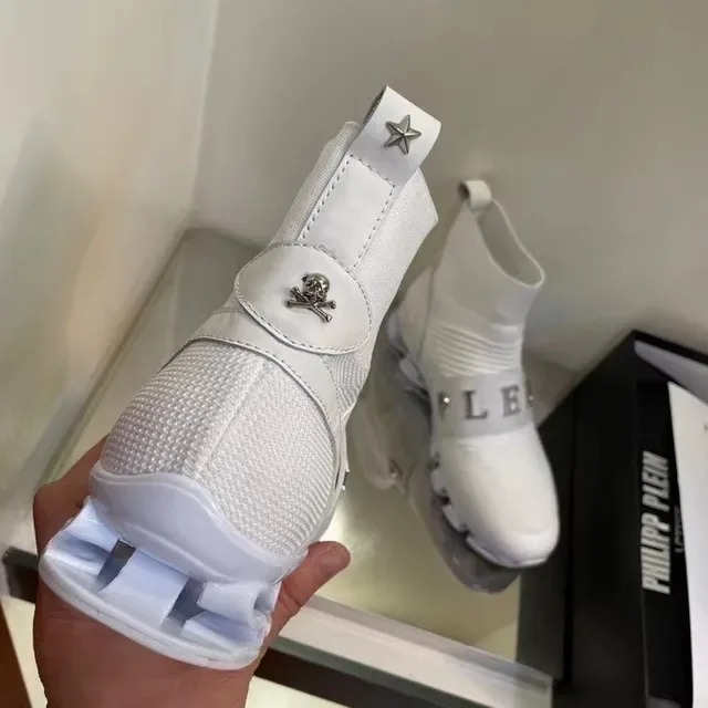 Philipp Plein PL Series Chaussures Lifestyle à Chaussette à Enfiler Blances Hautes 8