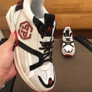 Philipp Plein PP Sport White Black Sole Mesh And Synthetic Overlay Chunky Sneakers