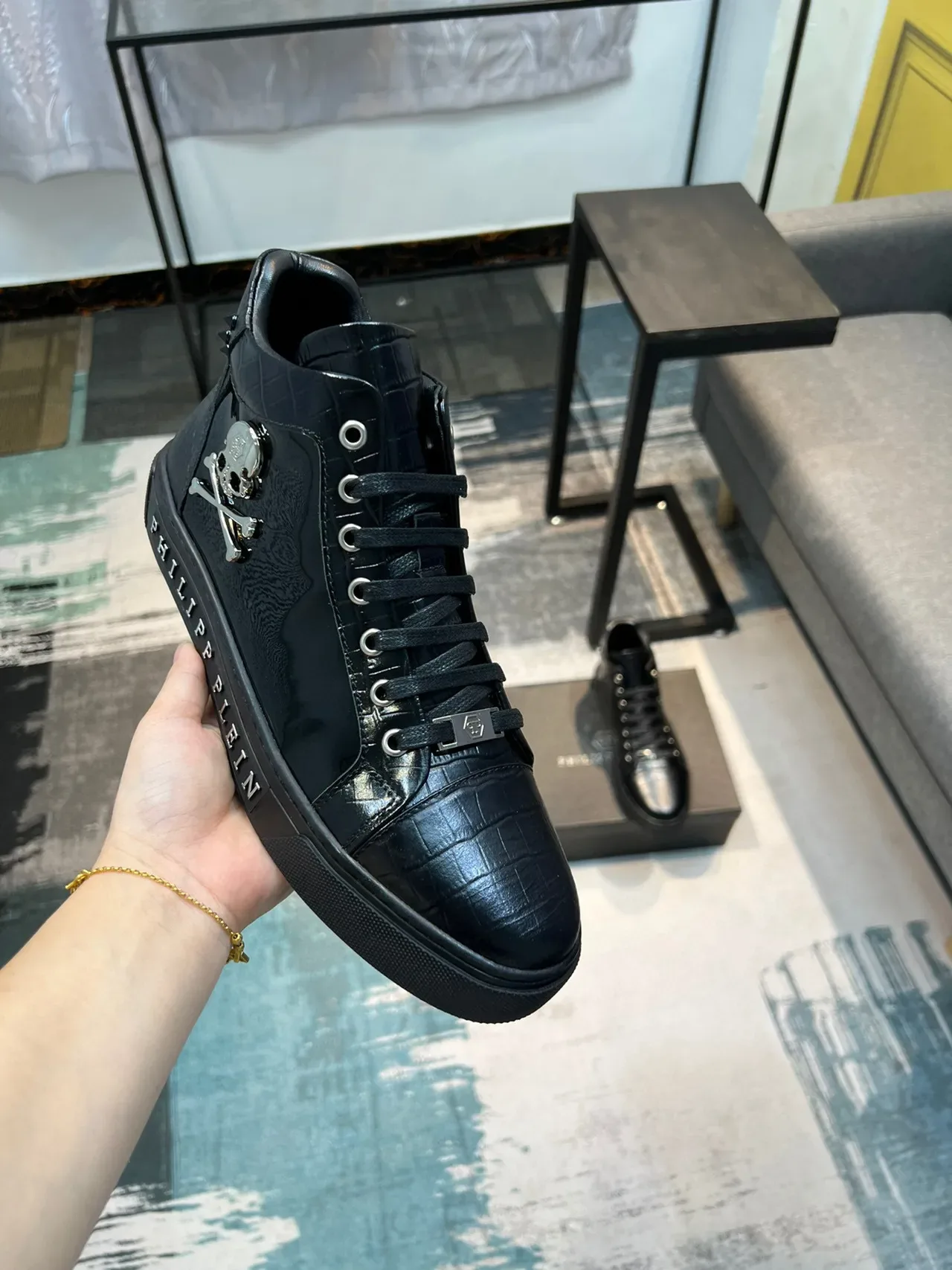 Philipp Plein Skull High Top Sneakers Lifestyle Pretos 6
