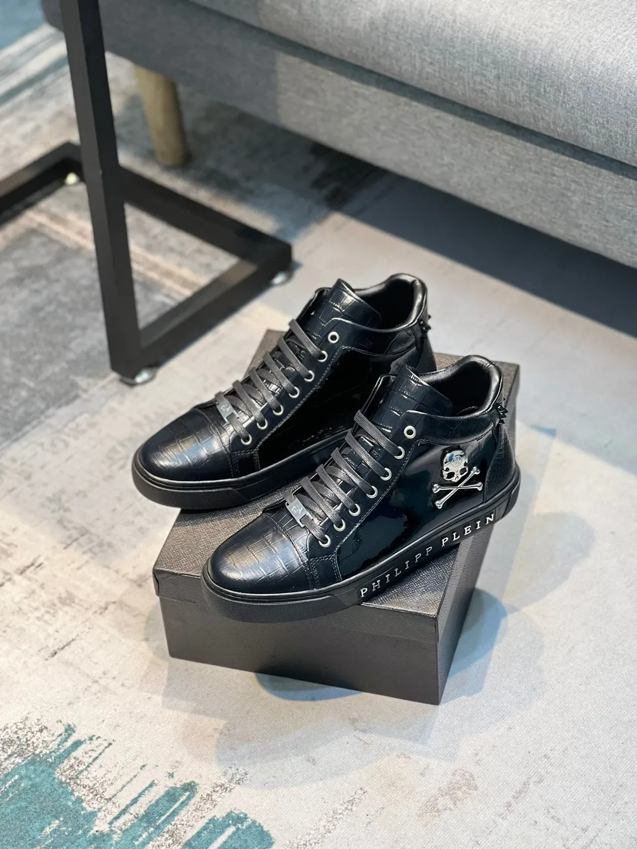 Philipp Plein Skull High Top Sneakers Lifestyle Pretos 7