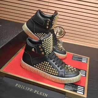 Philipp Plein Studded High-Top Black Gold Lifestyle Sneakers