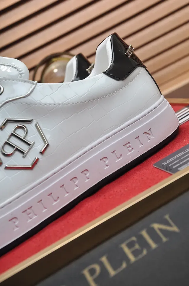 Philipp Plein Tênis Lifestyle de Plataforma de Couro Branco com estampagem de crocodilo 2