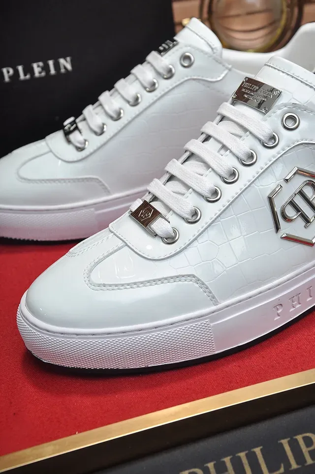 Philipp Plein Tênis Lifestyle de Plataforma de Couro Branco com estampagem de crocodilo 3