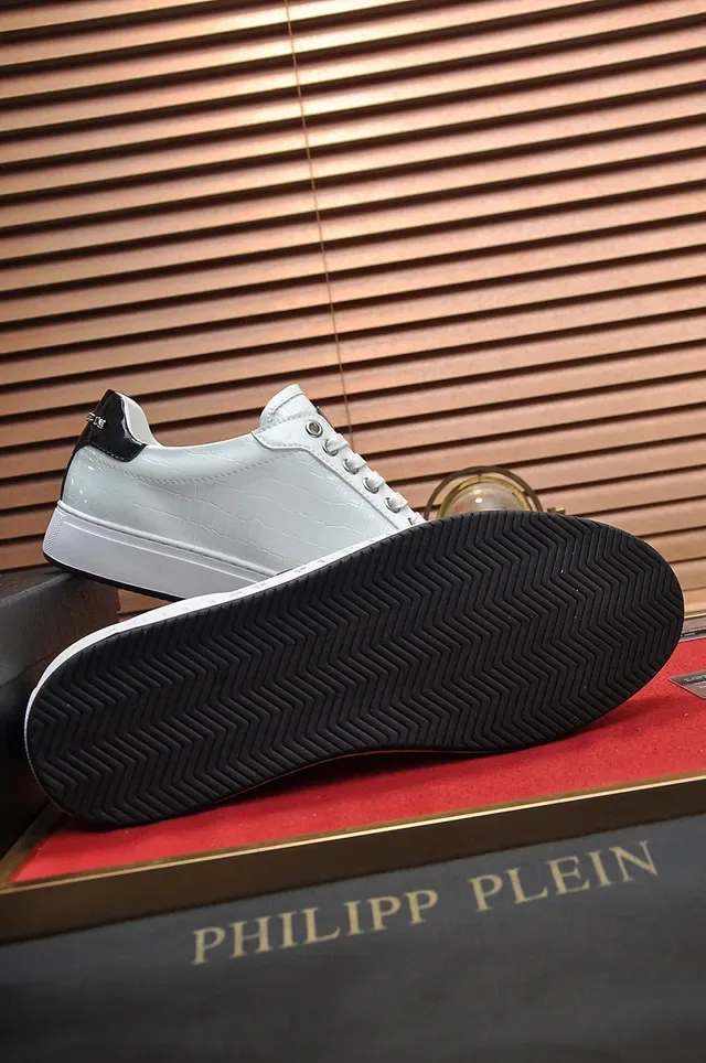 Philipp Plein Tênis Lifestyle de Plataforma de Couro Branco com estampagem de crocodilo 4