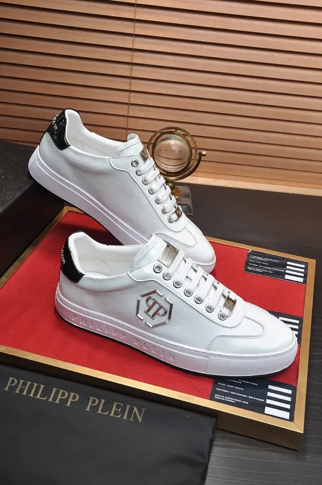 Philipp Plein Tênis Lifestyle de Plataforma de Couro Branco com estampagem de crocodilo 5