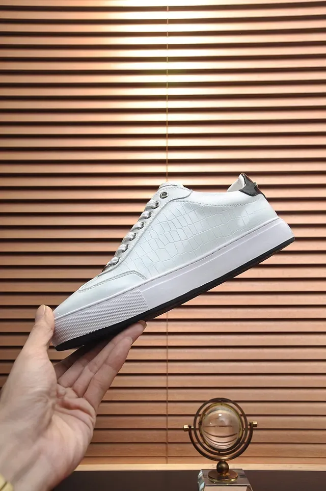 Philipp Plein Tênis Lifestyle de Plataforma de Couro Branco com estampagem de crocodilo 6