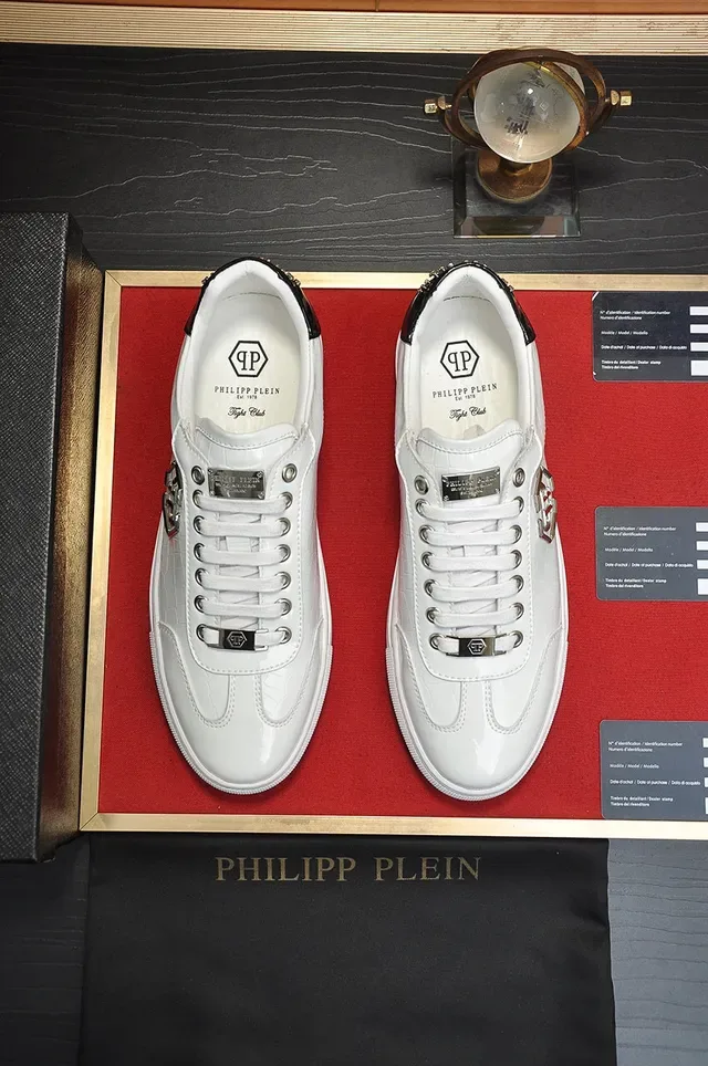 Philipp Plein Tênis Lifestyle de Plataforma de Couro Branco com estampagem de crocodilo 9