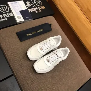 Philipp Plein White Leather-and-Mesh Lifestyle Sneakers