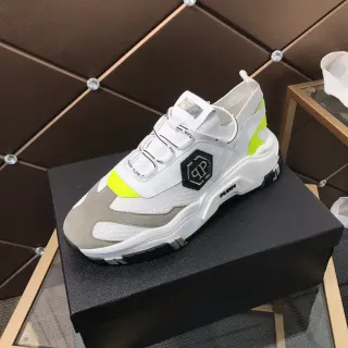 Philipp Plein 白色黄色鞋底 无鞋带 带式闭合 厚底运动鞋