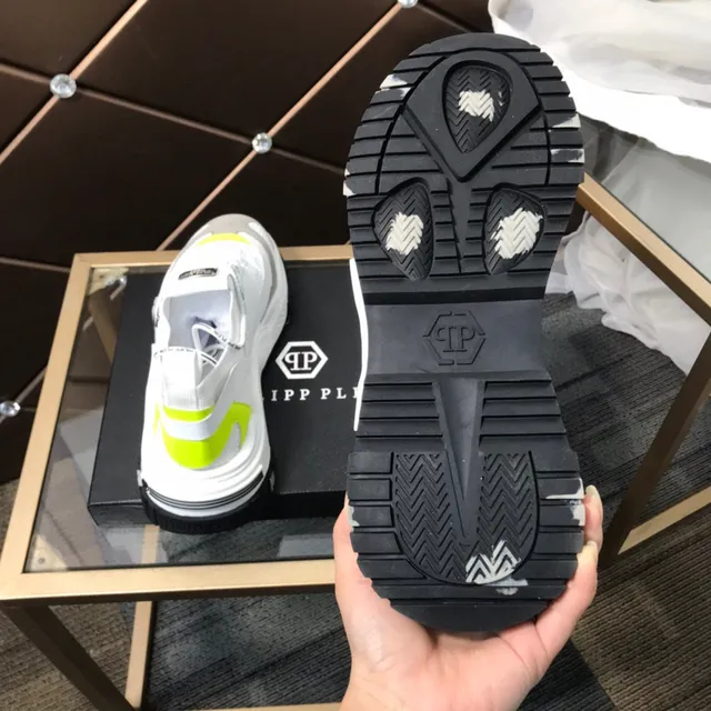 Philipp Plein Zapatillas chunky con suela blanca amarilla, cierre sin cordones con correa 4