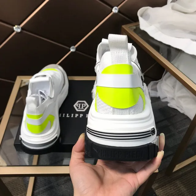 Philipp Plein Zapatillas chunky con suela blanca amarilla, cierre sin cordones con correa 5