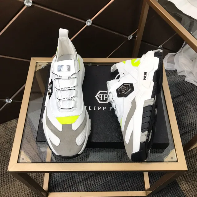 Philipp Plein Zapatillas chunky con suela blanca amarilla, cierre sin cordones con correa 7