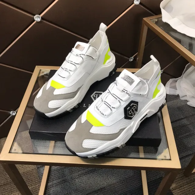 Philipp Plein Zapatillas chunky con suela blanca amarilla, cierre sin cordones con correa 8
