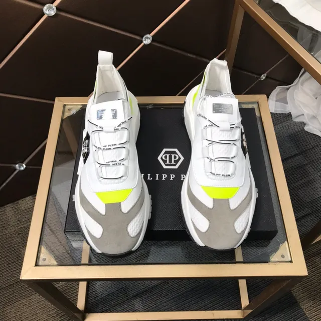 Philipp Plein Zapatillas chunky con suela blanca amarilla, cierre sin cordones con correa 9