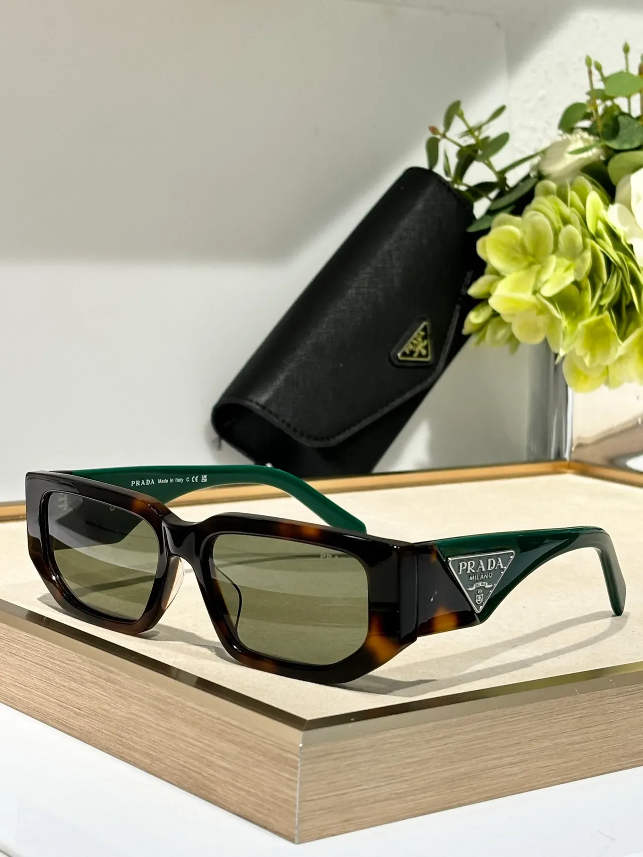 Prada Angular Rectangular Translucent Gray Sunglasses 5