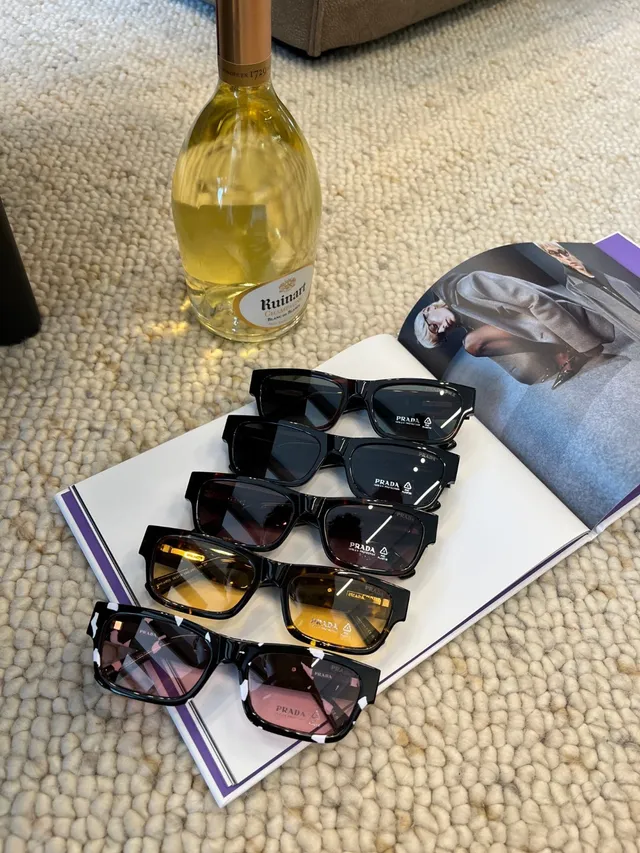 Prada Black Brown Rectangular Acetate Frame Tortoiseshell Temples Sunglasses 4