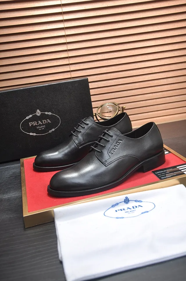 Prada Black Cap Toe Oxford Shoes 4