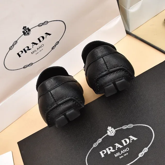 Prada Black Leather Triangle Logo Loafers 3