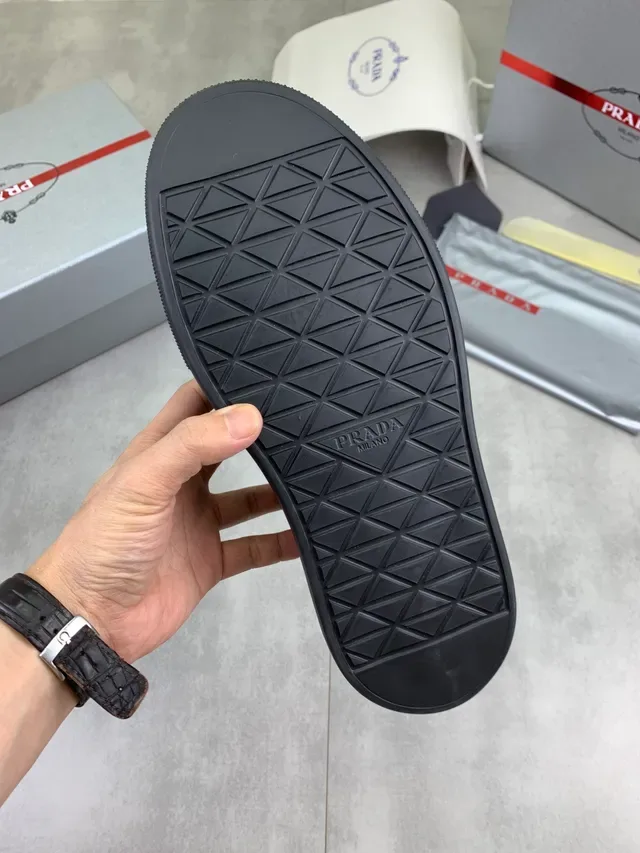 Prada Black Leather Upper Platform Sole Lifestyle Sneakers 2