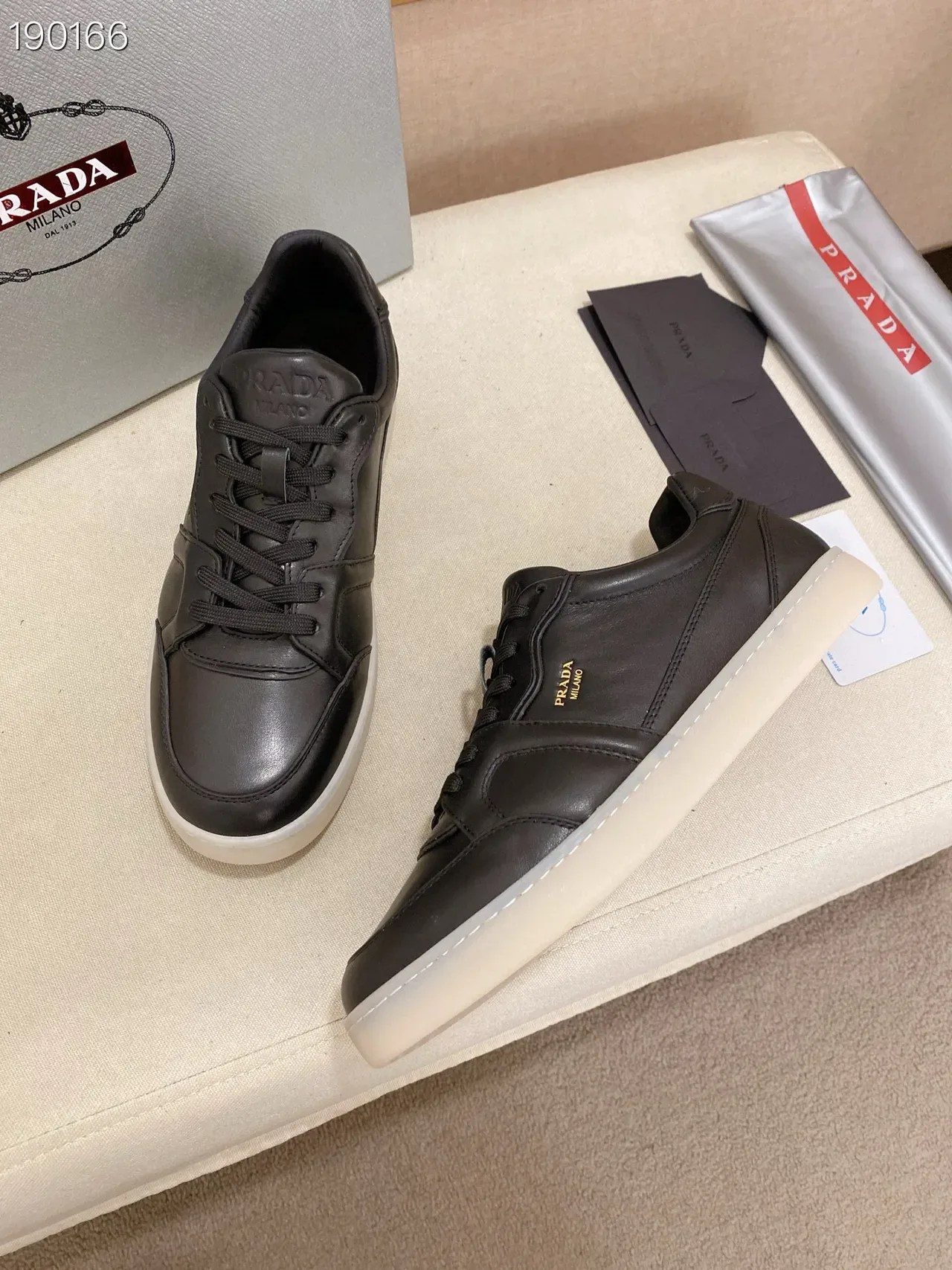 Prada Black Paneled Leather Lifestyle Sneakers 6