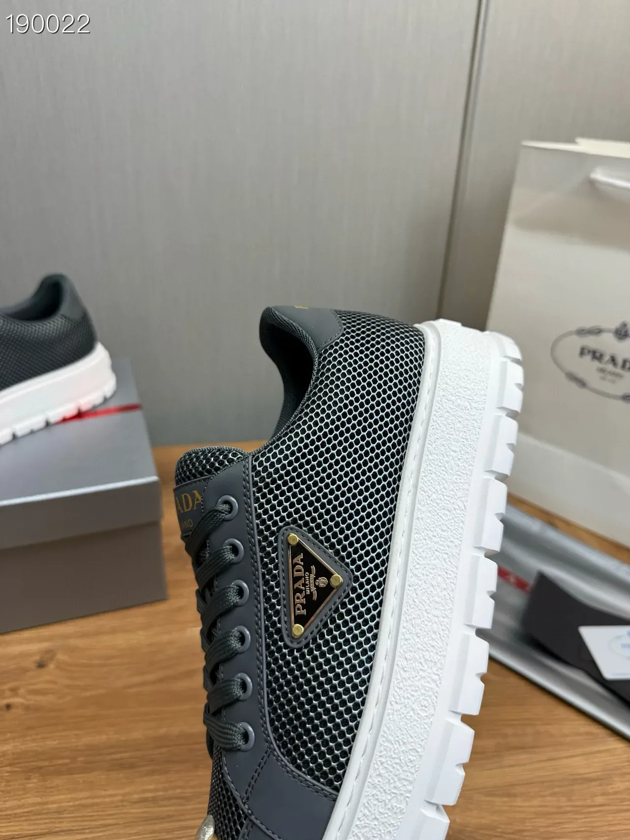 Prada Black White Mesh Upper Triangular Logo Plaque Lifestyle Sneakers 3