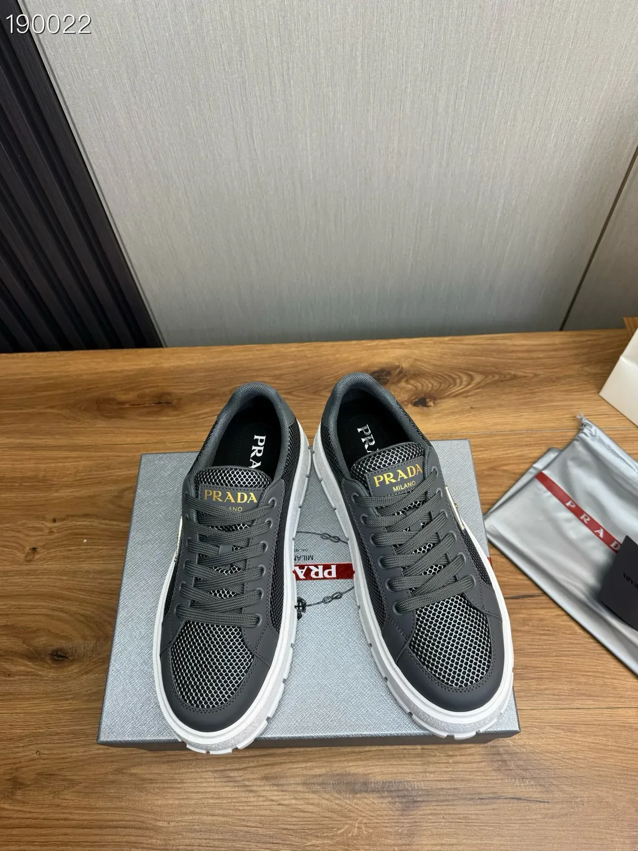 Prada Black White Mesh Upper Triangular Logo Plaque Lifestyle Sneakers 4