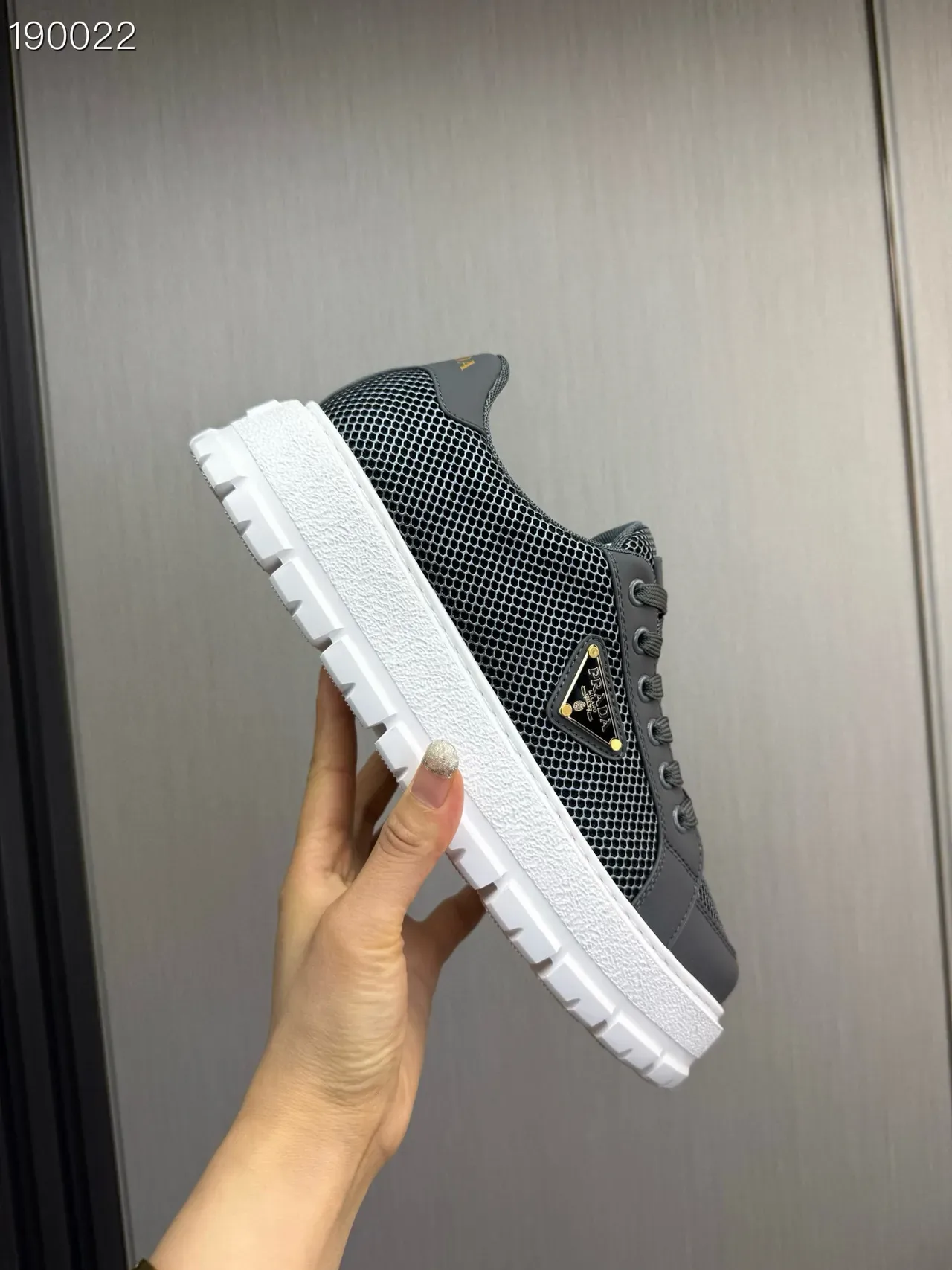 Prada Black White Mesh Upper Triangular Logo Plaque Lifestyle Sneakers 5