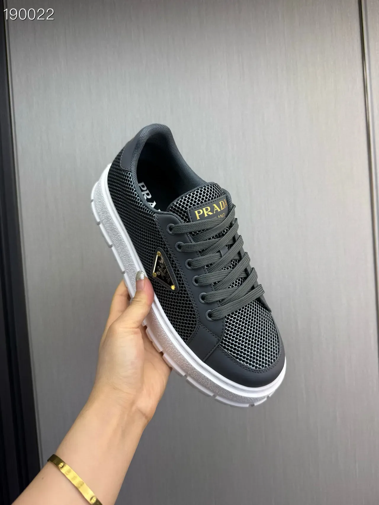 Prada Black White Mesh Upper Triangular Logo Plaque Lifestyle Sneakers 6