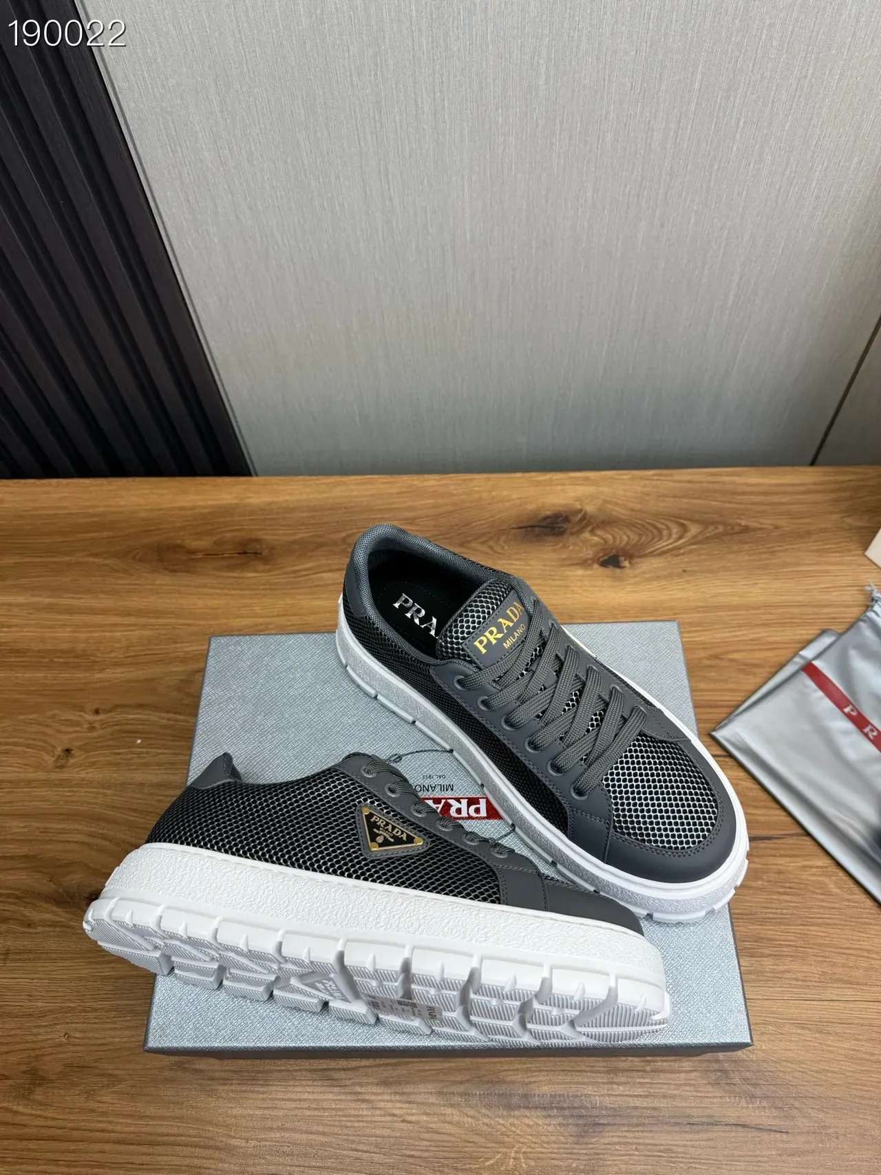 Prada Black White Mesh Upper Triangular Logo Plaque Lifestyle Sneakers 7