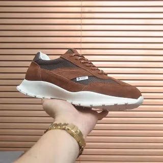 Prada Sneakers Lifestyle Daim Marron et Maille