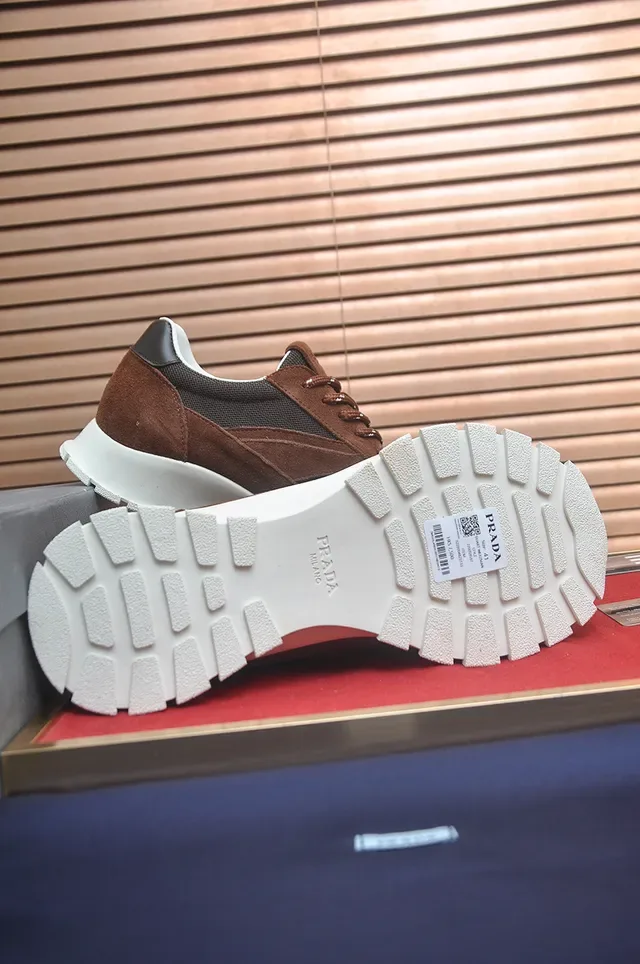 Prada Brown Suede and Mesh Lifestyle Sneakers 2