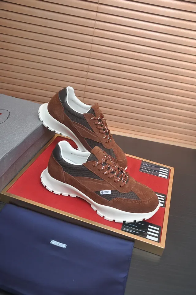 Prada Brown Suede and Mesh Lifestyle Sneakers 3