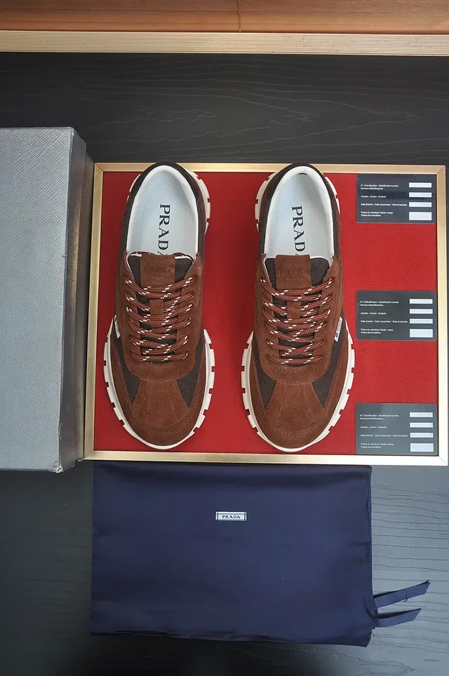 Prada Brown Suede and Mesh Lifestyle Sneakers 4