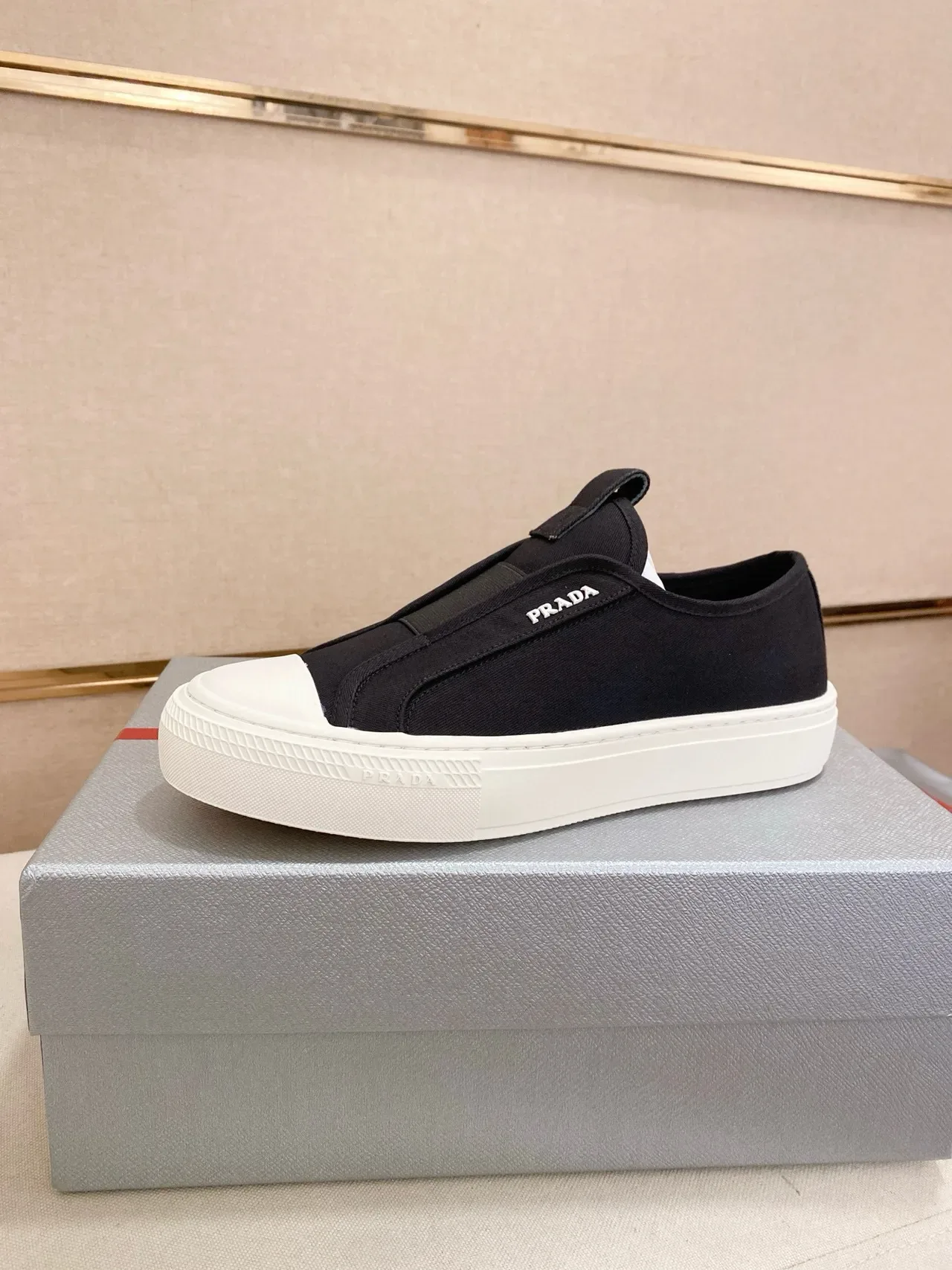 Prada Cloudbust Black and White Slip-On Lifestyle Sneakers 2