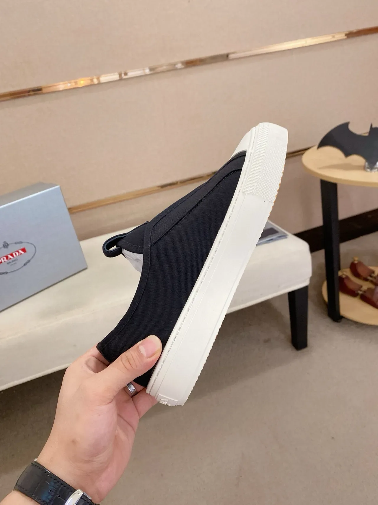 Prada Cloudbust Black and White Slip-On Lifestyle Sneakers 6