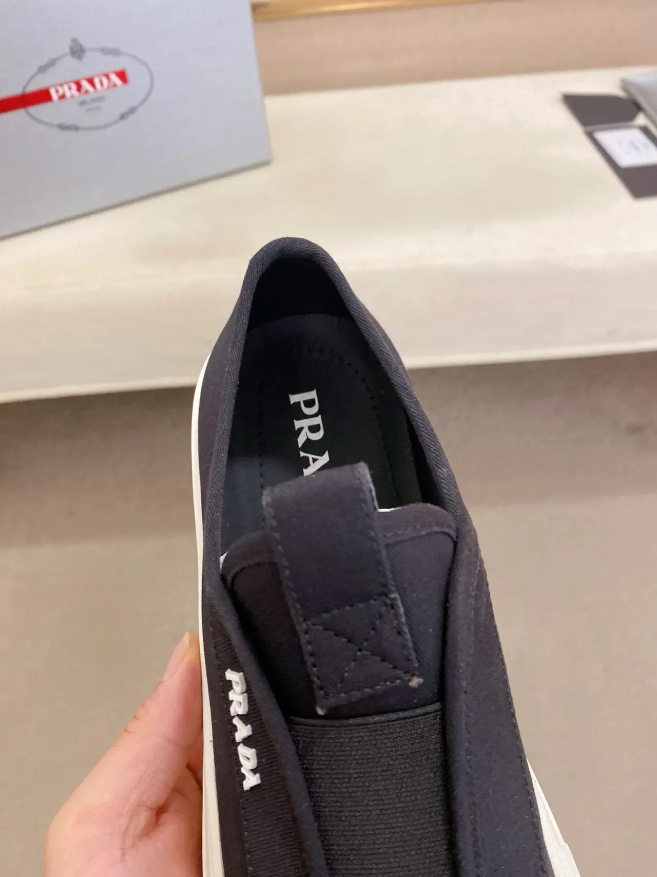 Prada Cloudbust Black and White Slip-On Lifestyle Sneakers 7