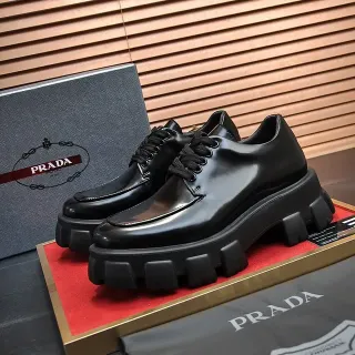 Prada Cloudbust Black Glossy Leather Oxford Shoes