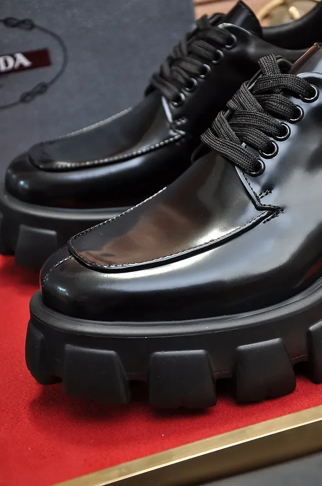 Prada Cloudbust Black Glossy Leather Oxford Shoes 2
