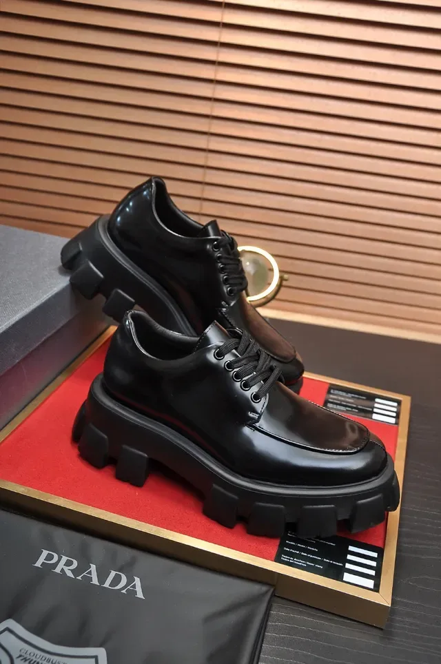 Prada Cloudbust Black Glossy Leather Oxford Shoes 5