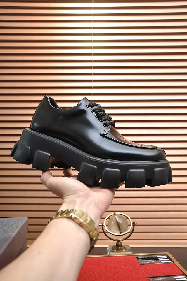 Prada Cloudbust Black Glossy Leather Oxford Shoes 7