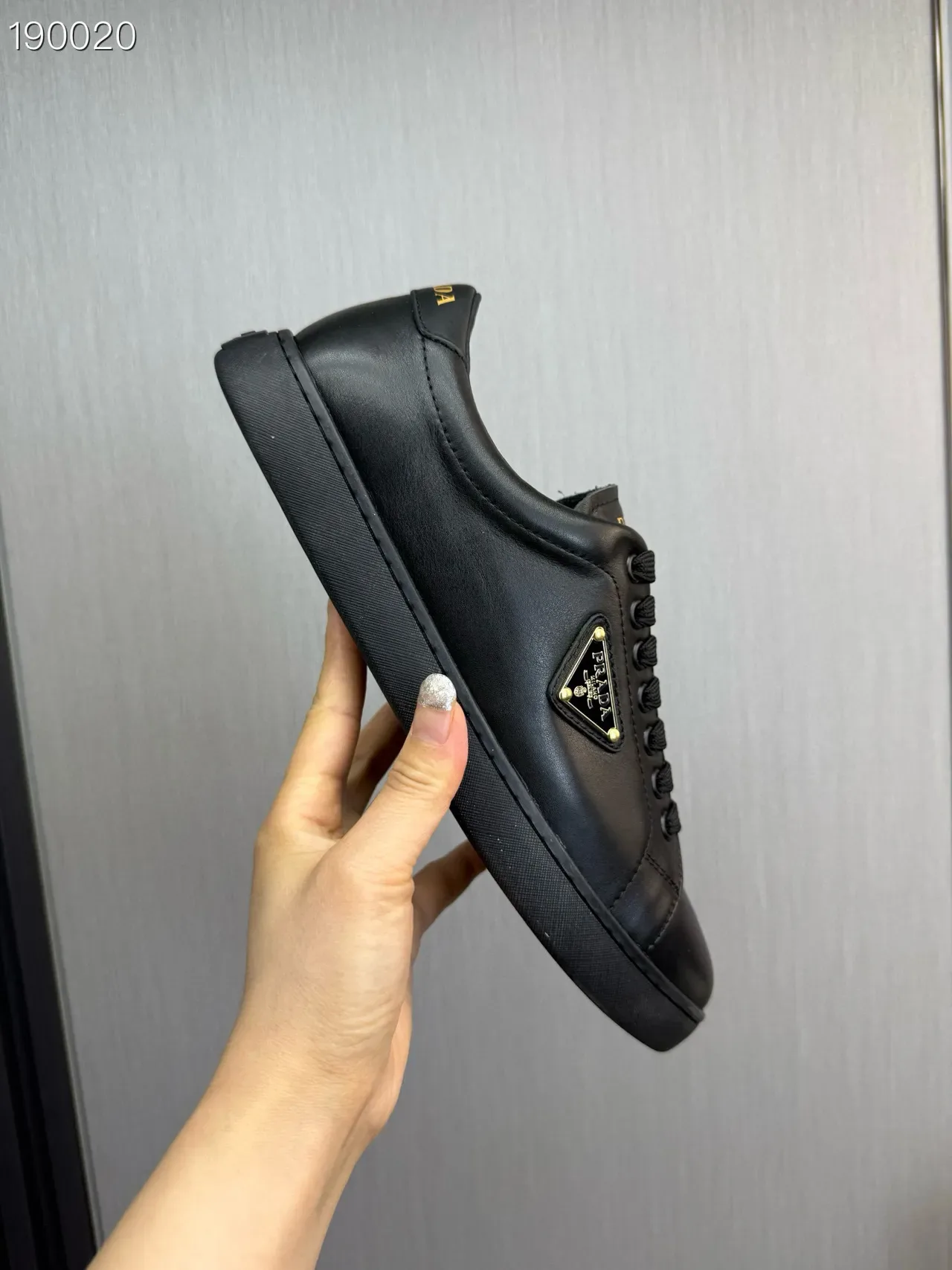 Prada Cloudbust Black Gold Leather Upper Triangle Logo Plaque Lifestyle Sneakers 5
