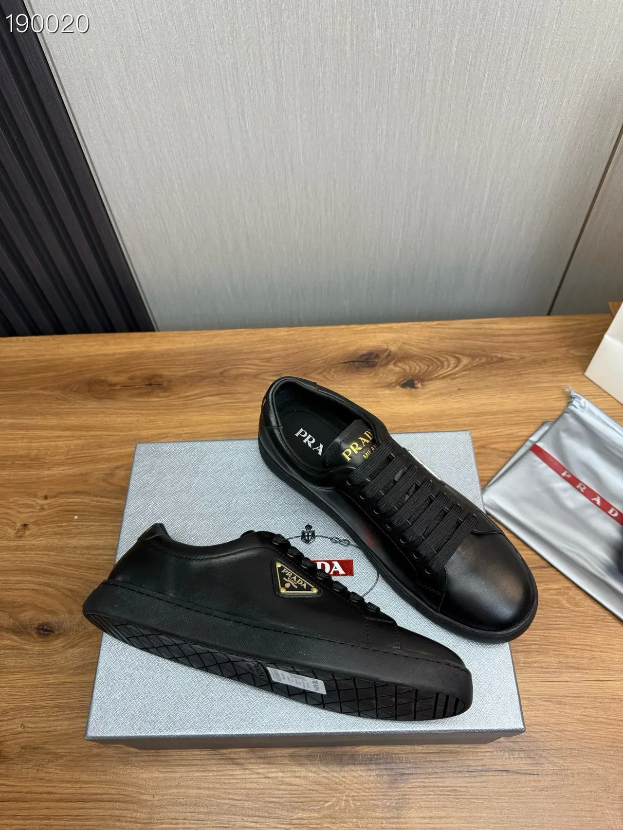 Prada Cloudbust Black Gold Leather Upper Triangle Logo Plaque Lifestyle Sneakers 6