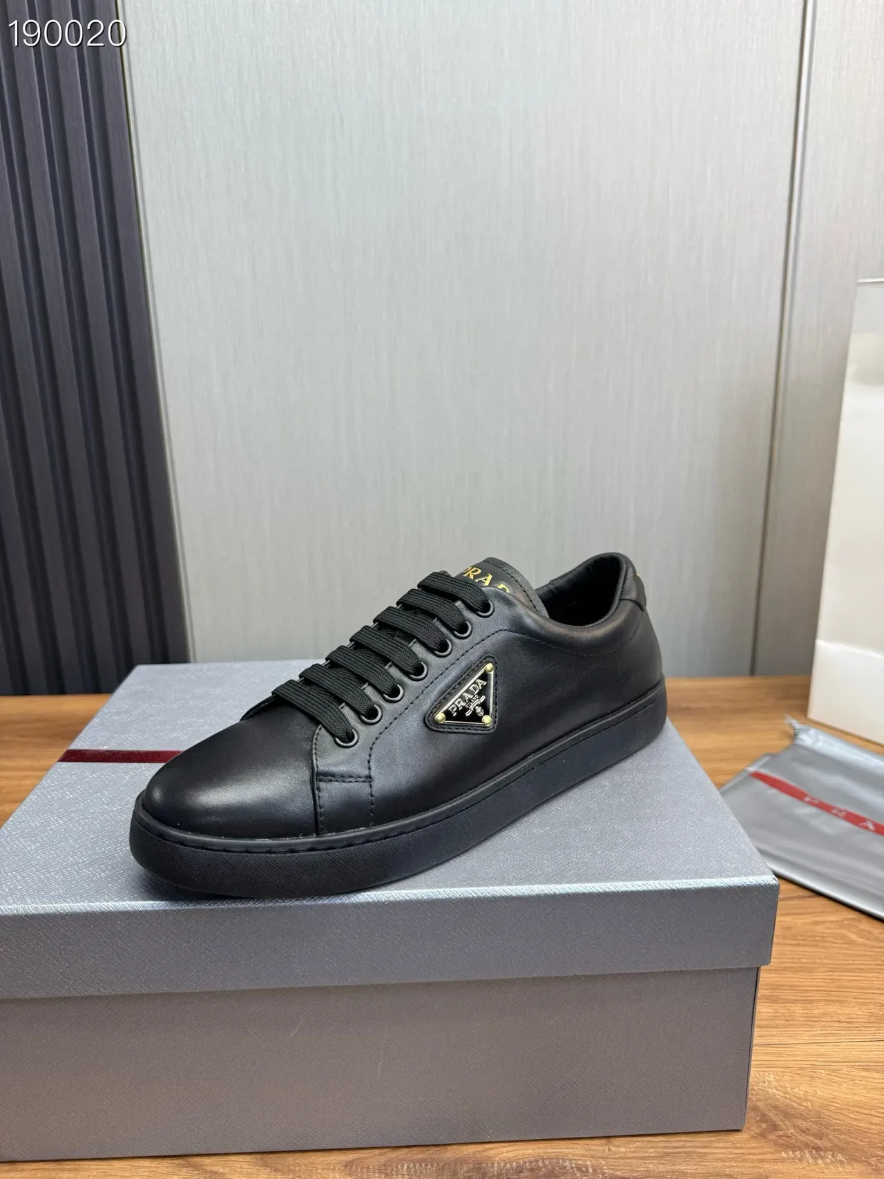 Prada Cloudbust Black Gold Leather Upper Triangle Logo Plaque Lifestyle Sneakers 7