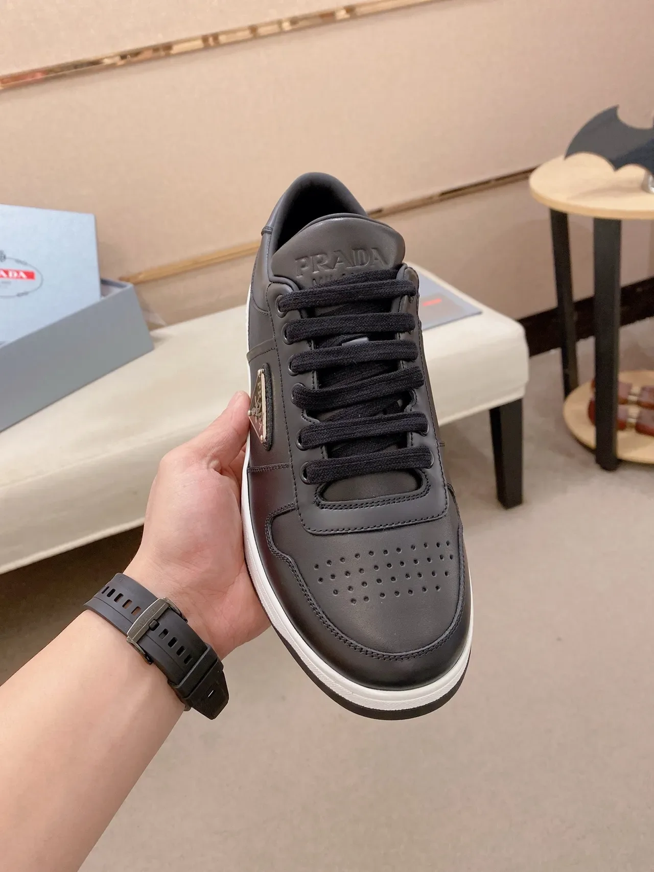 Prada Cloudbust Black Leather Lifestyle Sneakers 5