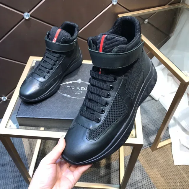 Prada Cloudbust Black Mesh and Leather High-Top Lifestyle Sneaker 2