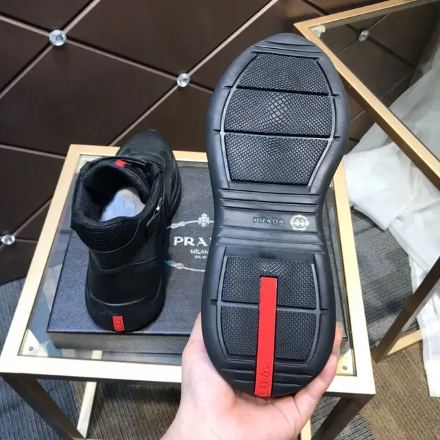 Prada Cloudbust Black Mesh and Leather High-Top Lifestyle Sneaker 3