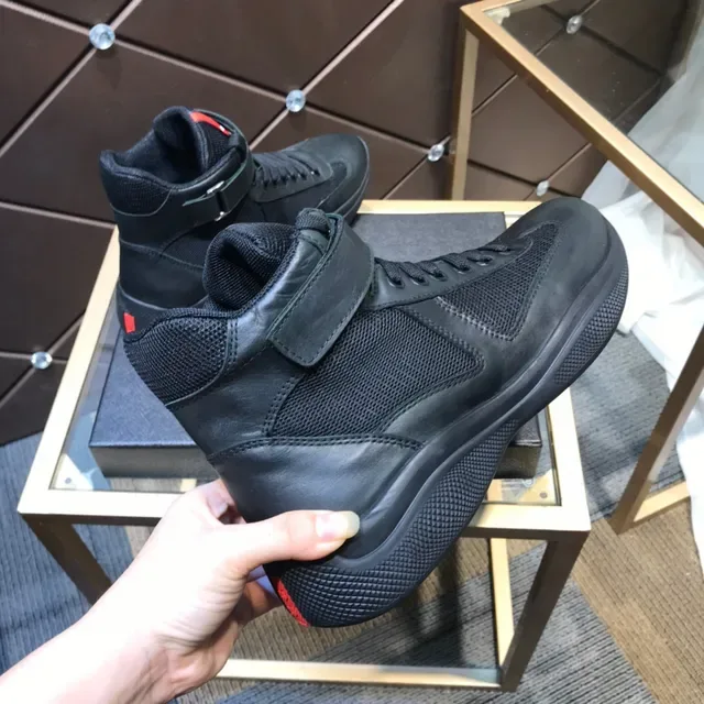 Prada Cloudbust Black Mesh and Leather High-Top Lifestyle Sneaker 4